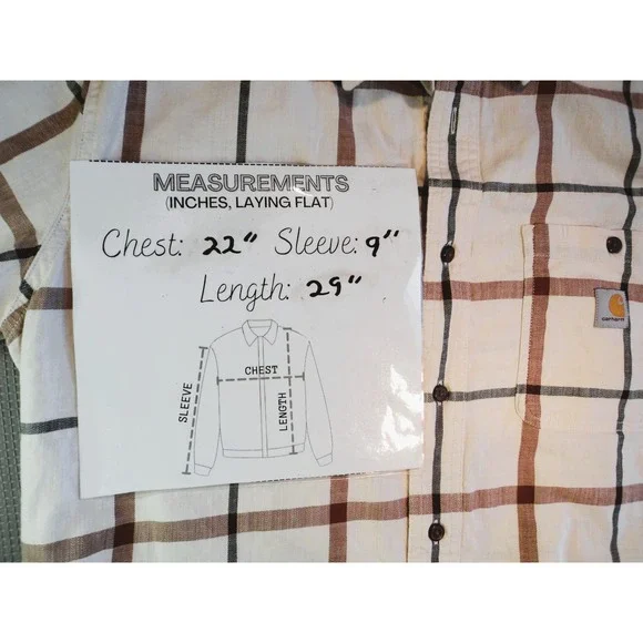 Carhartt Tan Plaid Short Sleeved Shirt Rugged Flex Relaxed Fit XL Pre-Owned - Picture 2 of 7